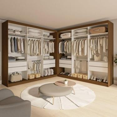 Imagem de Closet Casal sem Portas 8 Gavetas Paris Duo Premium Freijó