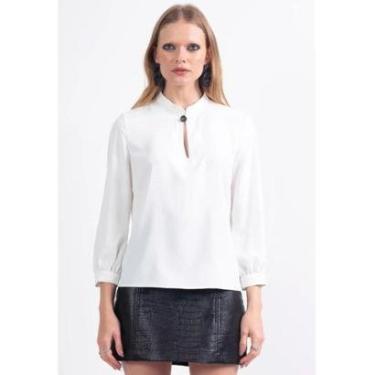 Imagem de BLUSA FEMININA EM ALFAIATARIA MANGA 3/4 BRANCA-Feminino
