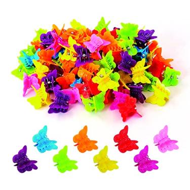 Imagem de 100 peças de grampos de cabelo de borboleta de cores sortidas, lindos grampos de cabelo mini borboleta, acessórios de cabelo para mulheres e meninas (cor aleatória)