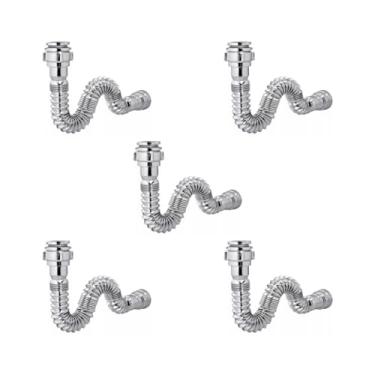 Imagem de Delflex, Kit 5 Sifão Sanfonado Cromado Cozinha Pia Banheiro Tanque