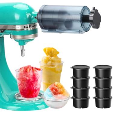 Imagem de Acessório de barbear de gelo para batedeira KitchenAid, com 8 moldes de fixação de gelo para batedeiras KitchenAid, acessório para máquina de barbear de gelo, acessório de cone de neve, máquina de