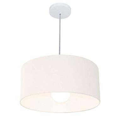 Imagem de Lustre Pendente Cilíndrico 4052 Cúpula Tecido 50x21 cm, Vivare Iluminação, Pendente4052 BR, Branco, Médio