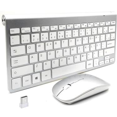 Imagem de Kit Teclado e Mouse Sem Fio 2.4GHz ABNT2 Ç Branco e Prata - Design Compacto, Clique Silencioso, Ambidestro, Alcance de 10m e Leve para Computador e Notebook Trabalho Estudo - Receptor Nano USB