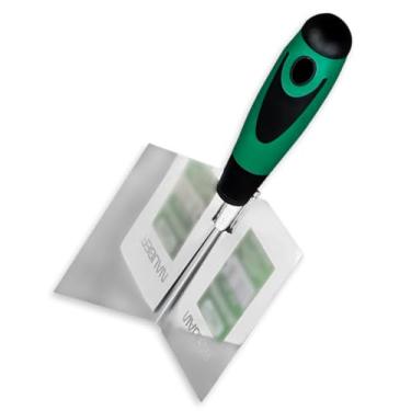 Imagem de Desempenadeiras de Canto Nauber 25 x 12,5 cm Aço Inox P/Acabamentos Com Massa Corrida Reboco Drywall Profissional - Verde