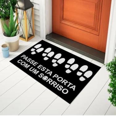 Imagem de Tapete De Porta Divertido e Criativo Capacho Estampado Frase - Passe a porta com um sorriso Ca489