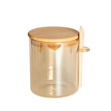 Imagem de Porta Mantimento em Vidro Borossilicato com Tampa e Colher em Bambu 700Ml L10Xp11Xa12Cm Âmbar Dynasty - Full Fit