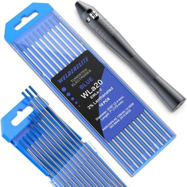 Imagem de Eletrodo de tungstênio azul de 9,5 mm com caneta TIG - Kit de soldagem versátil