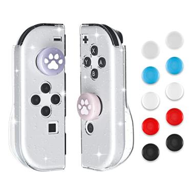 Imagem de GLDRAM Glitter Case for Nintendo Switch & Switch OLED Joypads, Soft TPU Cover Shell with 12 Thumb Caps, Comfortable Clear Skin Compatible for Controller, Ergonomic Grip Case Cover