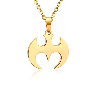 Imagem de Colar com símbolo do Batman de super-herói, 3 cores, ouro, prata, ouro rosa para mulheres e homens, joias de animais da moda, 45,7 cm, Metal