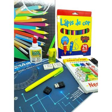Imagem de Kit Completo Material escolar universitários 2023 + Pendrive de 8 GB -