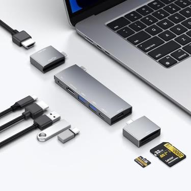 Imagem de Hub USB C para MacBook, hub USB-C 8 em 2, 2 HDMI 4K 60Hz, 2 portas de dados USB A leitor de cartão microSD para MacBook Pro de 13 polegadas, MacBook Air M1 M2 M3 iPad Dell XPS, Lenovo Thinkpad