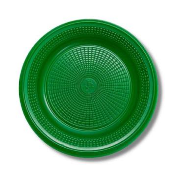 Imagem de Prato  descartavel (18 cm.) c/ 10 varias cores - TRIK TRIK, VERDE ESCU
