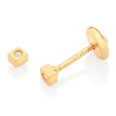 Imagem de Brincos banhado ouro 3x 24k 18k e 22k femininos pequenos quadrado zirc