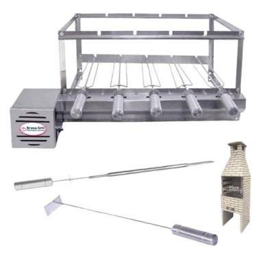 Imagem de Brasa Grill Tradicional Gira 5 Espetos para Churrasqueira Pré Moldada 