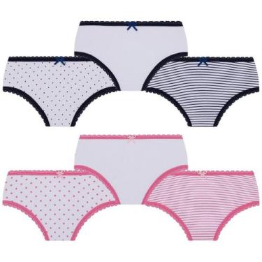 Imagem de Kit 6 Calcinha Lobinha Infantil Kids Lupo Algodão Estampada, Preta e r