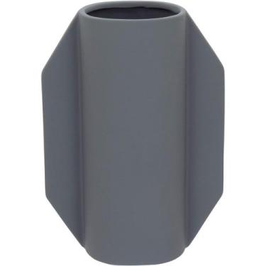 Imagem de Vaso Decorativo Enfeite Casa Cerâmica 23x17x17cm Cinza - NH, Material: