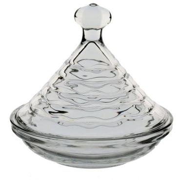 Imagem de POTICHE BOMBONIERE VASO DECORATIVO REDONDO HOME&CO COM TAMPA VIDRO 11x