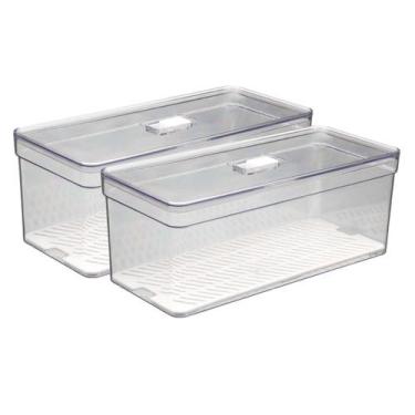 Imagem de Kit 2 Organizadores Transparente Com 2 Telas Retangular Grande - PLAST