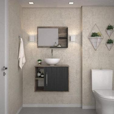 Imagem de Conjunto para Banheiro Gabinete com Cuba Redonda R30 e Espelheira Laur