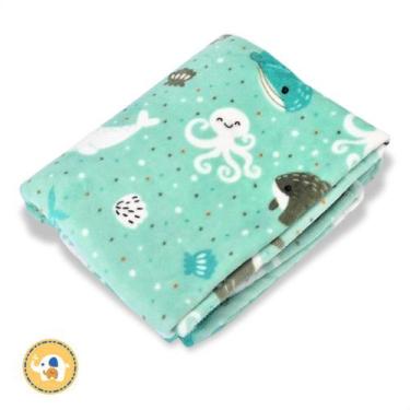 Imagem de Cobertor Bebe Antialérgico Flannel Macio Baleia 1,10x90cm - Minasrey