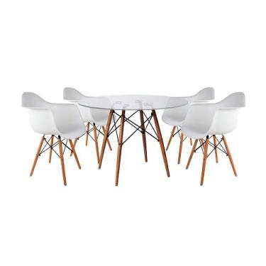 Imagem de Mesa Sala de Jantar Eiffel Eames Redonda Vidro 90cm com 4 Poltronas Br
