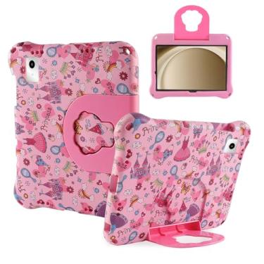 Imagem de Capa para Samsung Galaxy Tab A9 Plus 27.9 cm X210 2023 Infantil Princesa Leve EVA à Prova de Crianças Rosa com Alça de Suporte à Prova de Choque Capa Durável para Meninos e Meninas