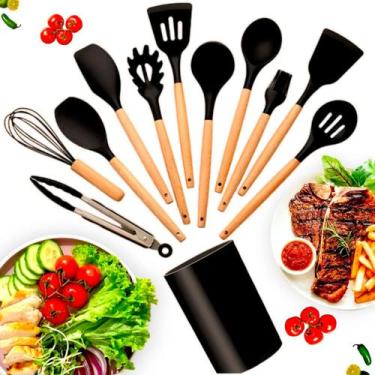 Imagem de Kit Escumadeiras De Cozinha Silicone Inox Premium Nf - RELET
