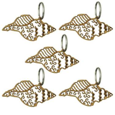 Imagem de Pacote 10 Aplique Chaveiro Concha nº 4 Decoração 6,5x3,2cm Mdf Cru - A