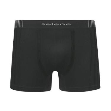Imagem de Cueca Boxer Plus Size Selene 11170-001 Sem Costura, Preto, X2