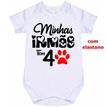 Imagem de body bebê minhas irmãs tem 4 patas cód 1734 - nick aloha, Branco, P
