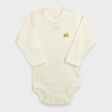 Imagem de Body Bebê Manga Longa em Malha Canelada - Baby Duck, M, Marfim