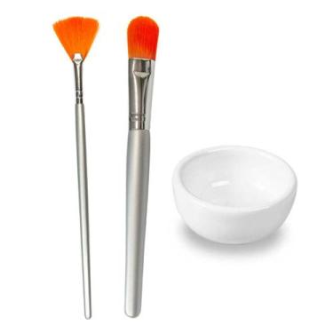 Imagem de Kit Pincéis Estética Cerdas Seda Para Ácidos Peelings Máscaras E Cubet