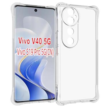 Imagem de USTIYA Capa para Vivo V40 5G / S19 Pro TPU transparente quatro cantos capa de proteção de grau militar transparente macia