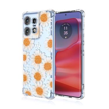 Imagem de RRXSYXL Capa para celular Moto Edge 50 Pro 5G com estampa floral transparente, proteção à prova de choque, capa de TPU macio para Motorola Edge 50 Pro 5G, margarida floral