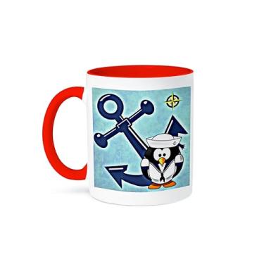 Imagem de 3dRose Caneca de água de sereia com imagem de linda desenho, 325 ml, vermelha/azul