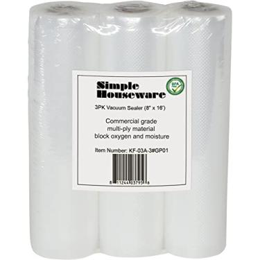 Imagem de Pacote com 3 sacos de selagem a vácuo SimpleHouseware 20 cm x 40 cm Rolo de saco Sous Vide
