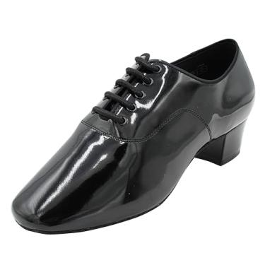 Imagem de Very Fine Tênis masculino Valerian Marcus and Constantine Latin Collection Bachata Salsa Social Ballroom Dance Shoes, Couro envernizado preto Constantine, 41