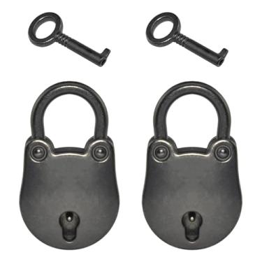 Imagem de Aifeier ET 2 cadeados vintage pequenos em forma de urso com chave para bolsa, caixa de joias, caixa de armazenamento, diário, preto