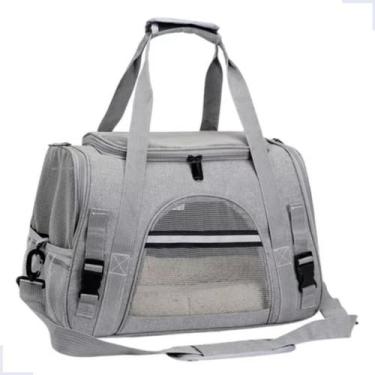 Imagem de Bolsa De Transporte Pet Para Viagem Cinza Para Cães E Gatos Média - Pe