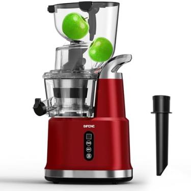 Imagem de SiFENE Máquina de Espremedor Lento, 83mm de Grande Boca, Espremedor de Sucos Cold Press, Adequado para Extração de Suco de Frutas e Vegetais Inteiros, Silencioso, Fácil de Limpar, Vermelho