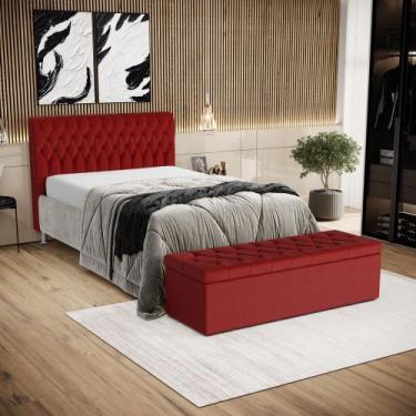 Imagem de Kit Cabeceira Bellatrix 195 e Calçadeira Sagitarius Couro Aradecor, Ve