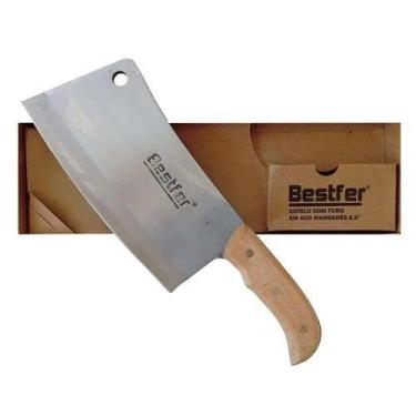 Imagem de Bestfer Cutelo Profissional Faca Aço Manganes 8,5" de 21cm Full Tang e