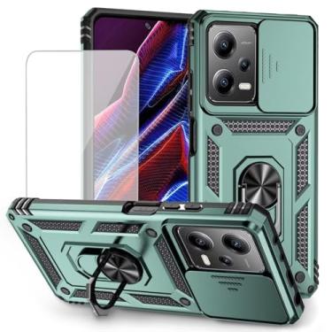Imagem de Yodueiv Capa para Redmi Note 12 Pro, Poco X5 Pro 22101320G com protetor de tela de vidro temperado e capa de câmera deslizante, anel magnético para suporte de carro para Xiaomi Redmi Note 12 Pro 5G