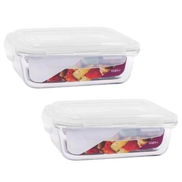 Imagem de Kit 2 Marmita De Vidro De 1040 Ml Com Tampa Hermética Retangular - Bel
