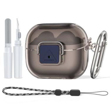 Imagem de TUDIOW Capa transparente para Galaxy Buds Pro 3 e Galaxy Buds 3 com trava segura, proteção à prova de choque para Samsung Galaxy Buds3 e 3Pro com kit de limpeza e chaveiro (cinza claro)