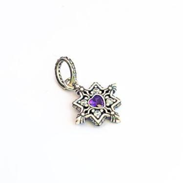 Imagem de Berloque Mandala com Zirconia Roxa em Prata 925 - Atraktiva Jóias