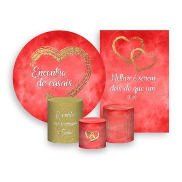 Imagem de Kit 2 Painéis De Festa + Trio De Capas Cilindro - Encontro de Casais V
