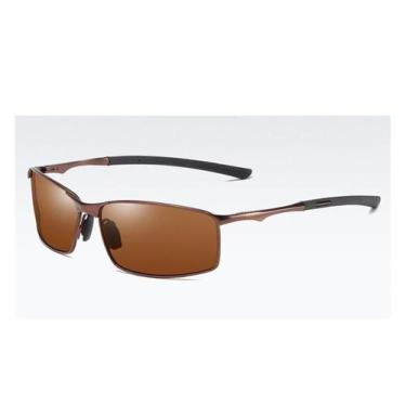 Imagem de Óculos de Sol Masculino Metal Aoron Polarizado Proteção Uv400, Marrom