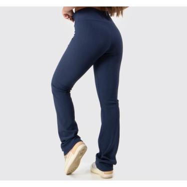 Imagem de Calça Gorgurinho Flare Feminina Bailarina Cintura Alta - blees, Azul m