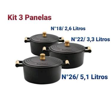 Imagem de Jogo de Panelas de Ferro Entrega Rápida kit N18 + N22 + N26 - Santana